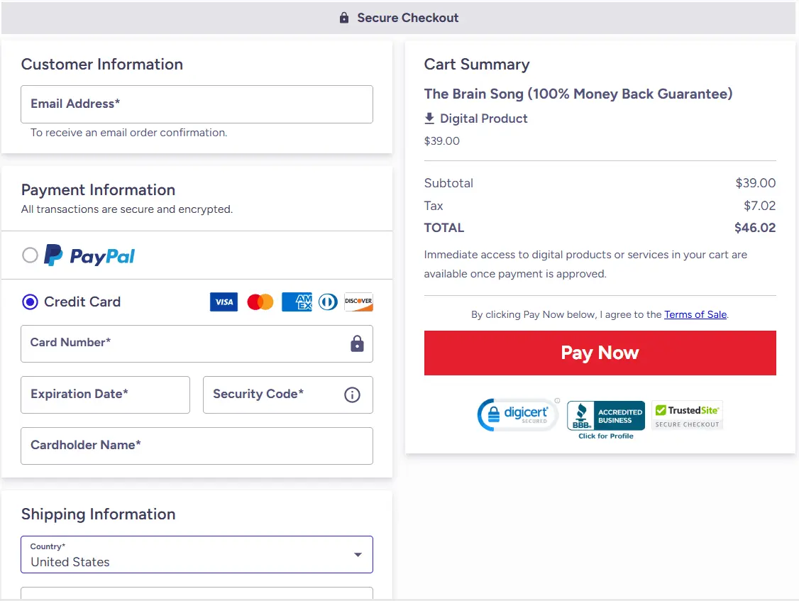 The-Brain-Song-checkout-page